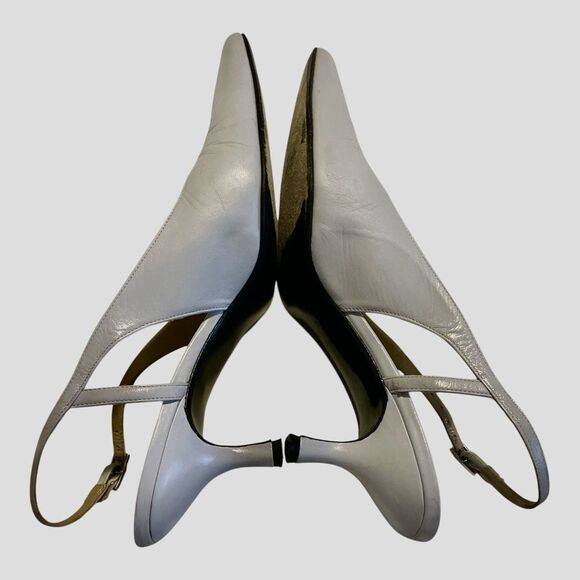 Stuart Weitzman Womens Vinnie ? Slingback Heels US 7.5 B Baby Blue Leather EUC - Picture 4 of 6